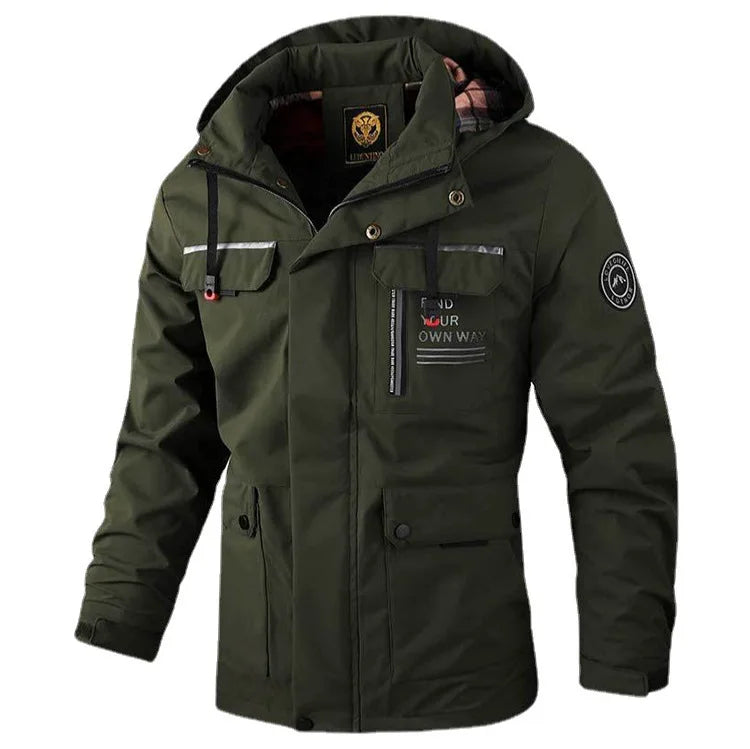 Jaquetas Casuais Quebra-Vento Masculinas de Moda Jaqueta com Capuz Masculina Impermeável para Área Externa Soft Shell Casaco de Inverno Roupas Quentes Tamanhos Grandes