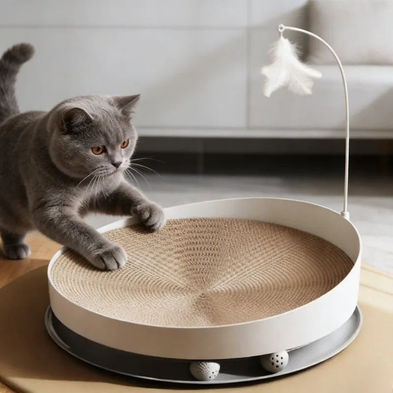 3-in-1 Round Cat Scratcher Bed Wear-Resistant No-Debris Claw Grinding Toy Summer Nest Durable Scratching Pad Interactive Kitten
