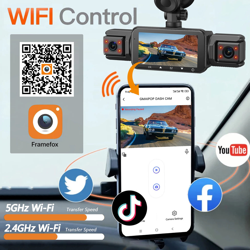 Dashcam para carros - 4 Canais - Black Box WiFi