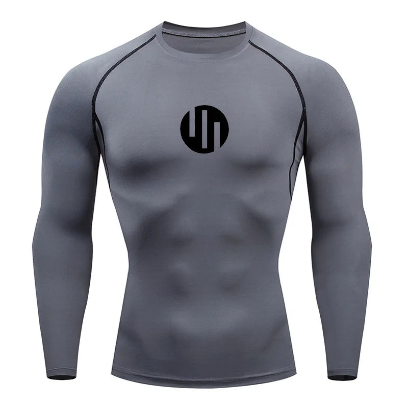 Camisa de Compressão Manga Longa Masculina para Corrida Treino Academia Esportes Roupa Íntima de Secagem Rápida Antissuor Protetor Solar Segunda Pele Masculina
