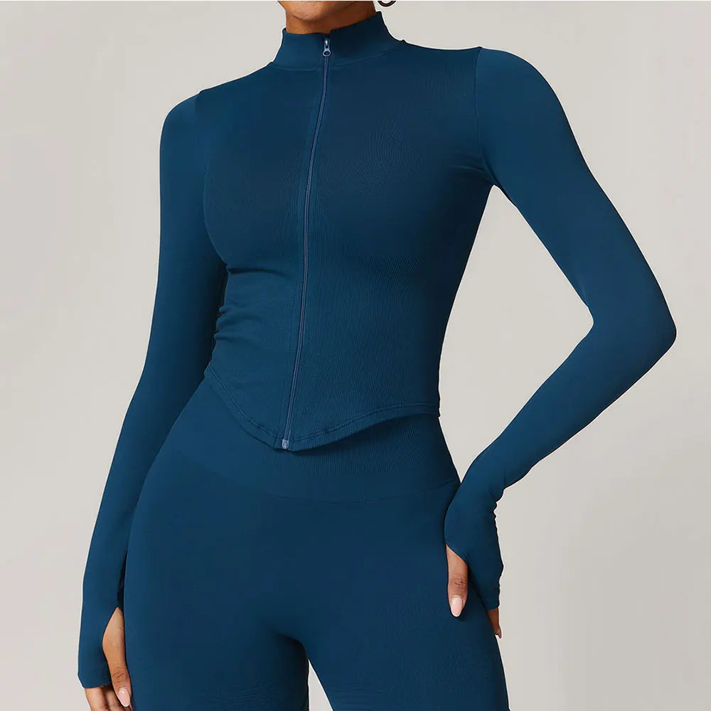 Jaqueta Cropped com Zíper Feminina — Estilo e Praticidade no Treino