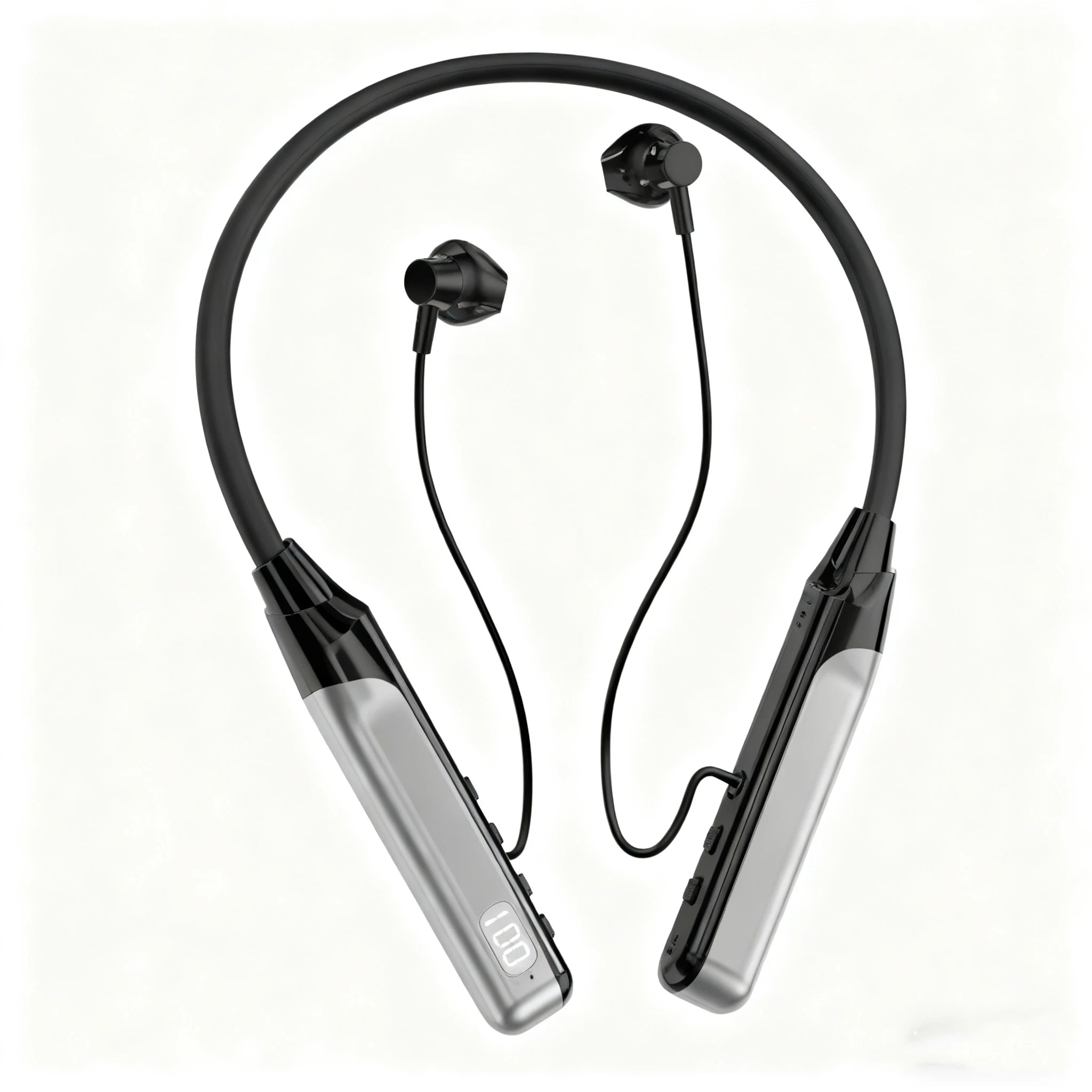 Fone de Ouvido Sem Fio 5.3 Headset de Pescoço Gamer com Display LED Estéreo Esportivo com Fones Magnéticos