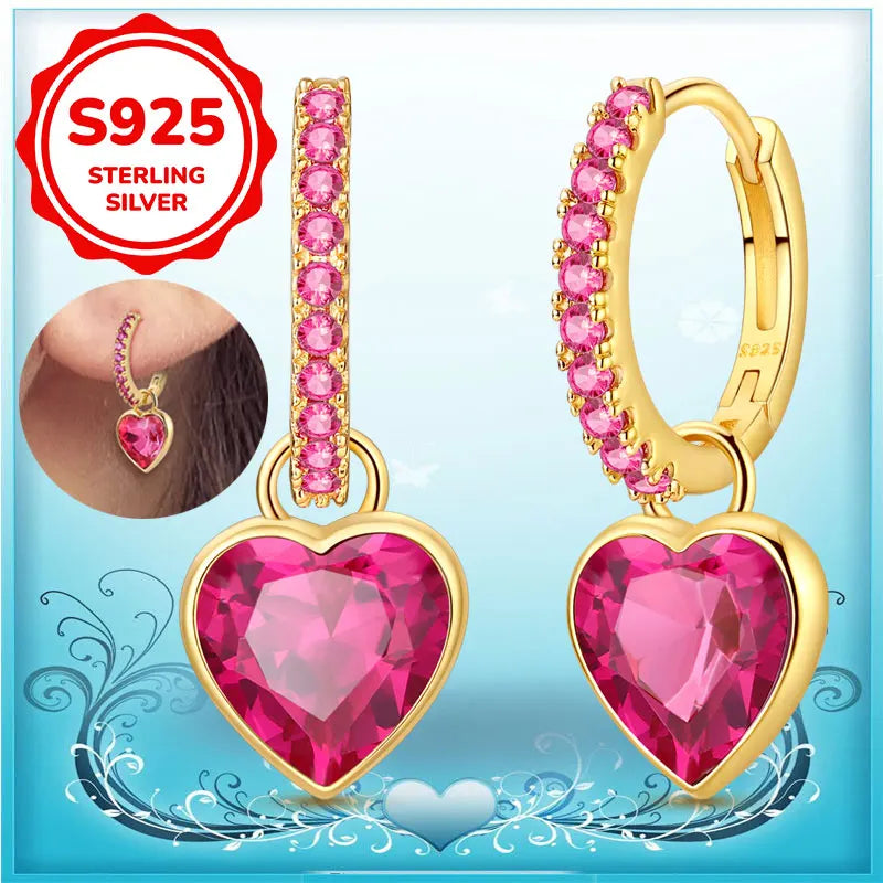 Brincos Femininos Pendentes 100% Genuínos em Prata Esterlina 925 Hipoalergênicos Luxuosos Elegantes Joia Fina Presente de Aniversário para Ela