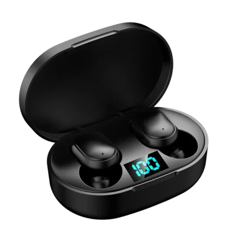 Fones de ouvido sem fio E6S com cancelamento de ruído, à prova d'água, intra-auriculares, estéreo, com estojo de carregamento com tela LED