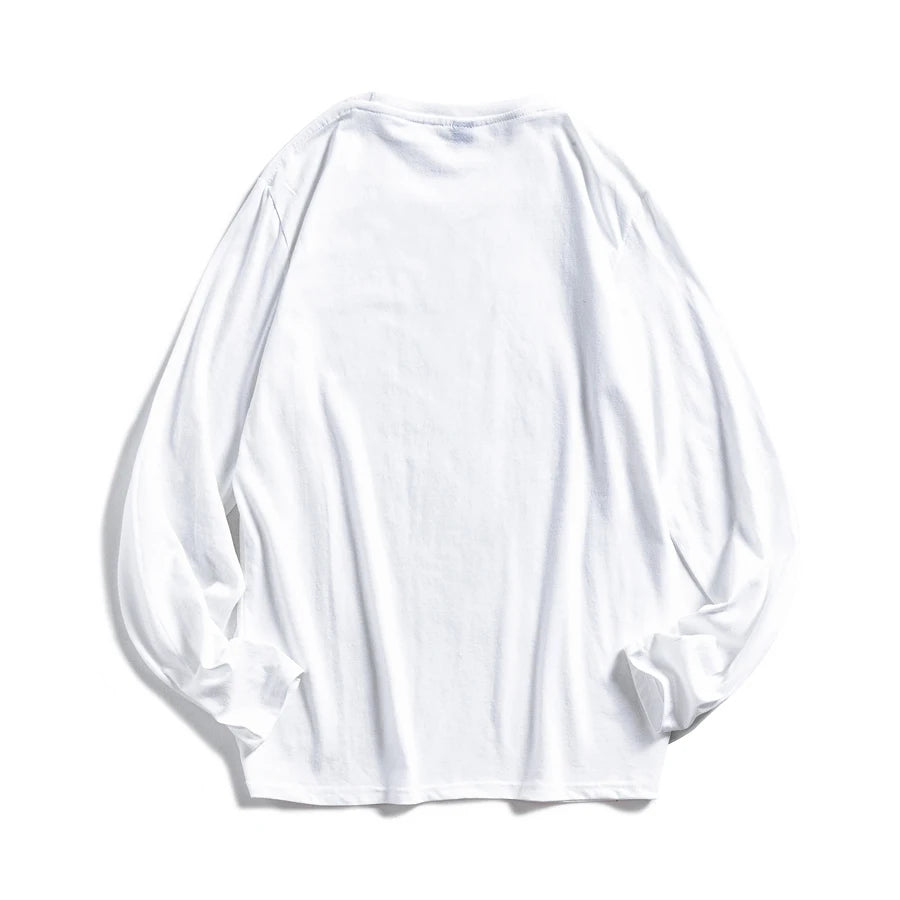 Wavlatii Mulheres Camisetas Gola Redonda Manga Longa Blusas Brancas de Algodão Femininas Macias Casuais Tees Camiseta Feminina Preta - BRANCO XXXG