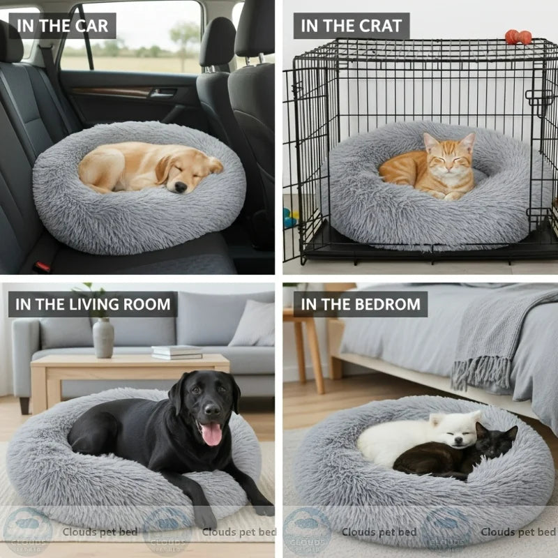 Calming Dog & Cat Bed with Extra Filling, conforms to your pet's body shape | Soft and fluffy like lying on a cloud | 9 colors