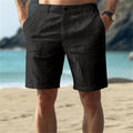Men's Solid Color Casual Short Pants Linen Beach Breathable...