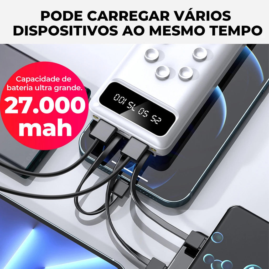 Power Bank 27000mAh Carregador Portátil Suporte Magnético