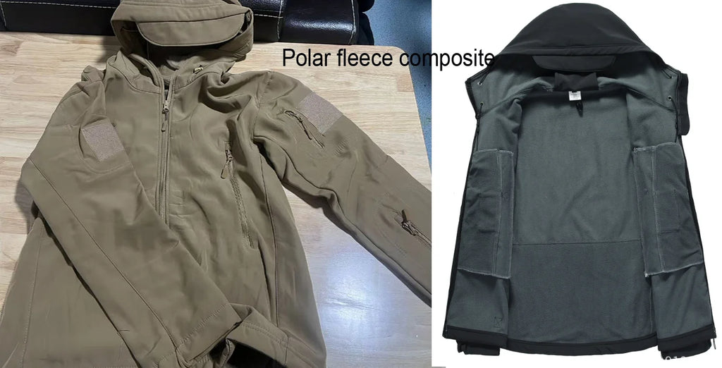 Jaquetas Masculinas de Softshell com Forro Polar para Inverno Outono, Corta-Vento, para Pesca ao Ar Livre, Caminhada, Caça, Térmicas, Acampamento, Casacos Cargo Quentes M-5XL
