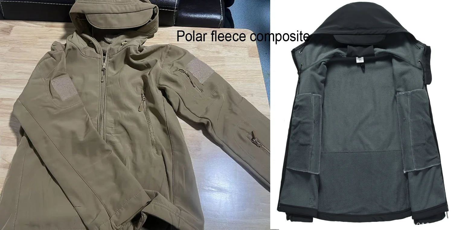 Jaquetas Masculinas de Softshell com Fleece para Inverno e Outono, Corta-vento, para Pesca, Caminhada, Caça, Térmicas, Acampamento, Casacos Cargo, Quentes, M-5XL