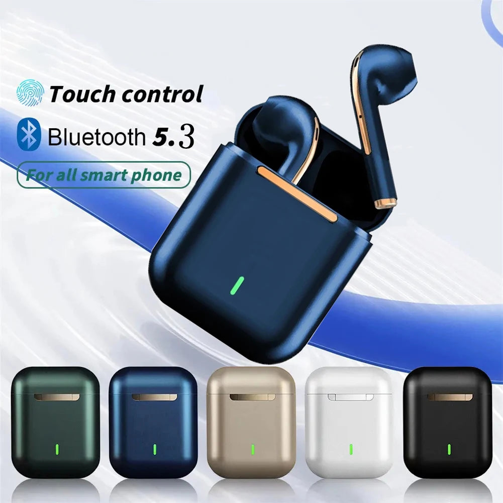 J18 5.3 Earbuds Bluetooth Earphone, Dul-Channel with USB-C Charging Case HiFi Stereo, Sound in-Ear Earphones,