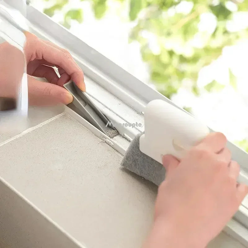 Ferramenta de Limpeza de Frestas 2 em 1 Escova de Limpeza de Frestas de Janela Limpador de Frestas de Porta de Correr Ferramentas de Limpeza de Trilhos de Porta de Correr Limpador de Frestas Portátil