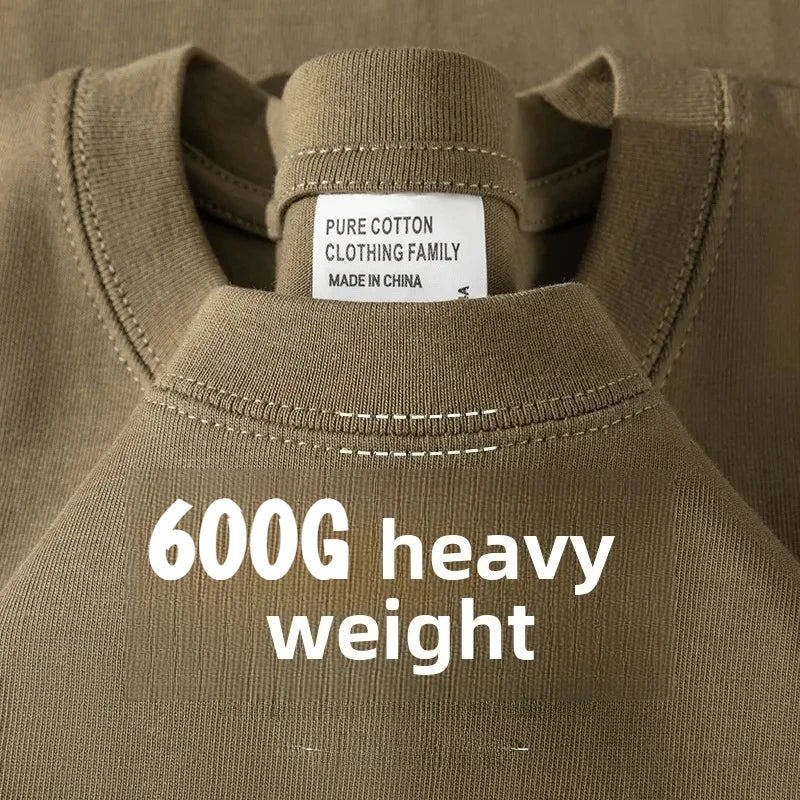 600g Camiseta Ort Sve Algodão Pesado Pura Ex Verão Solta Casual Versátil Cor Base Camisa Top