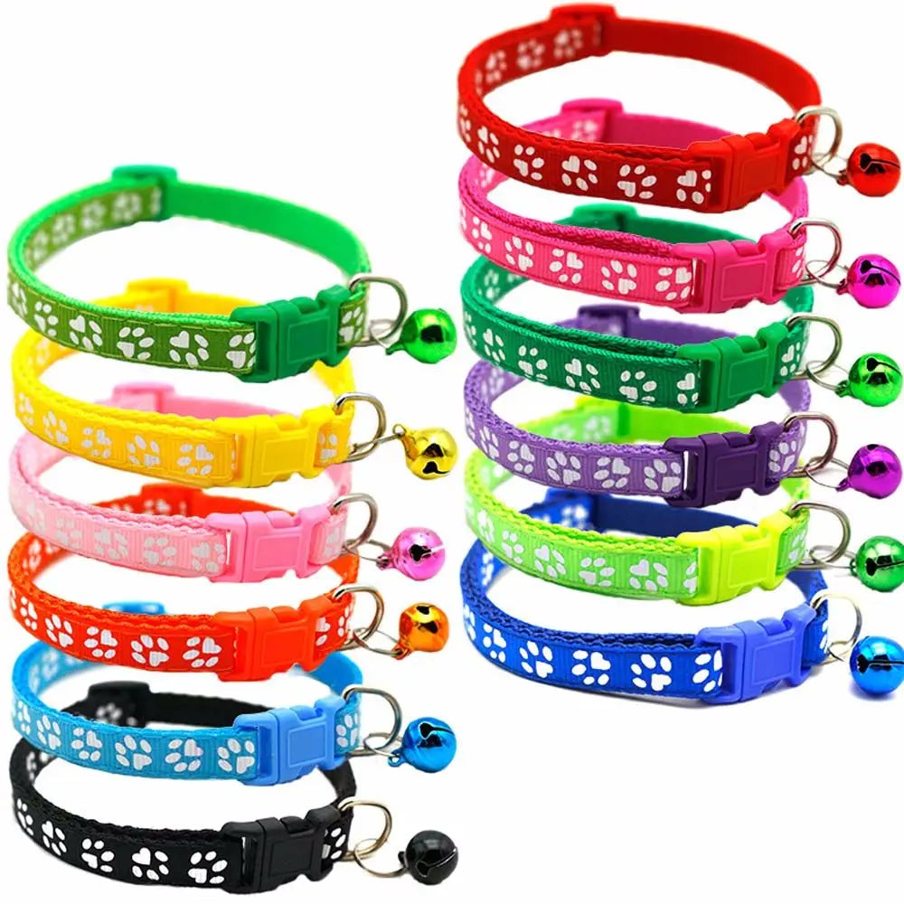 Small Lovely With Bell Easy Wear Cat Paw Print Pet Collar Pet Supplies Cat Necklace Grooming Accessories