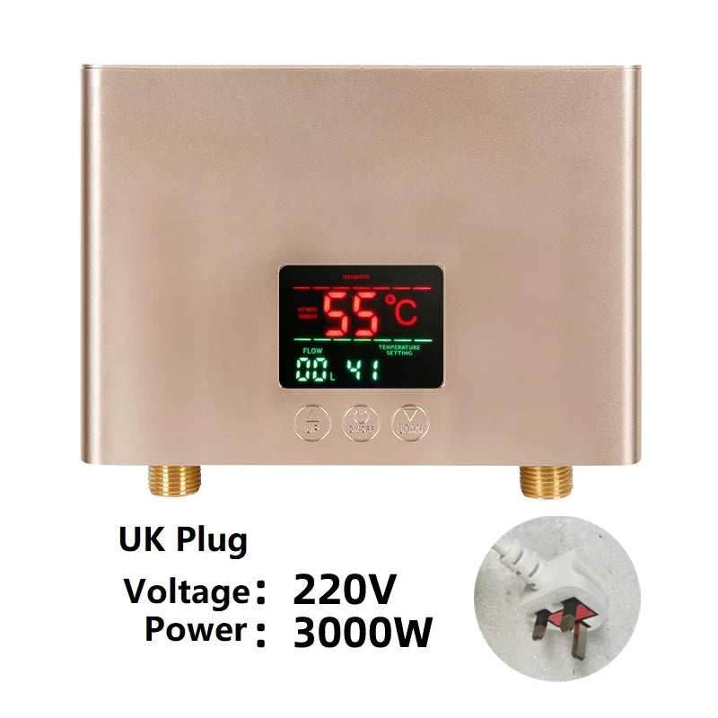 Aquecedor de Água Instantâneo 110V/220V 3000W/5500W Aquecedores Elétricos de Parede para Chuveiro de Água Quente de Banheiro e Aquecimento de Cozinha Doméstica