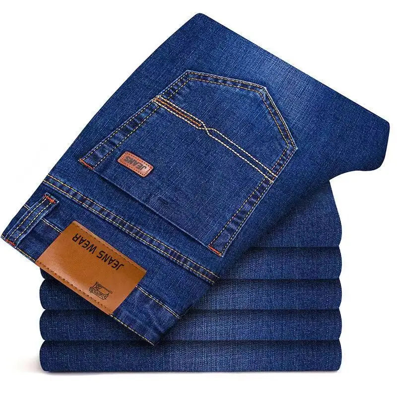 Calça Jeans Reta Masculina Moda Masculina 2026 Calça Slim Fit Elástica Confortável Macia Negócios Jeans Calça Jeans Marca de Roupa Masculina