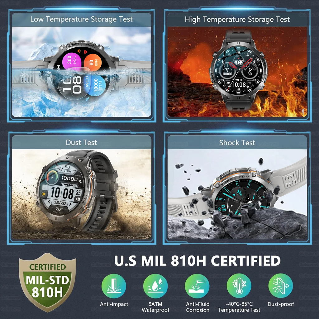 Smartwatch T-Rex 3 Militar Bateria 1000mAh 10ATM À Prova D'água GPS Bússola Altímetro Chamada AMOLED Masculino Natação Esportes