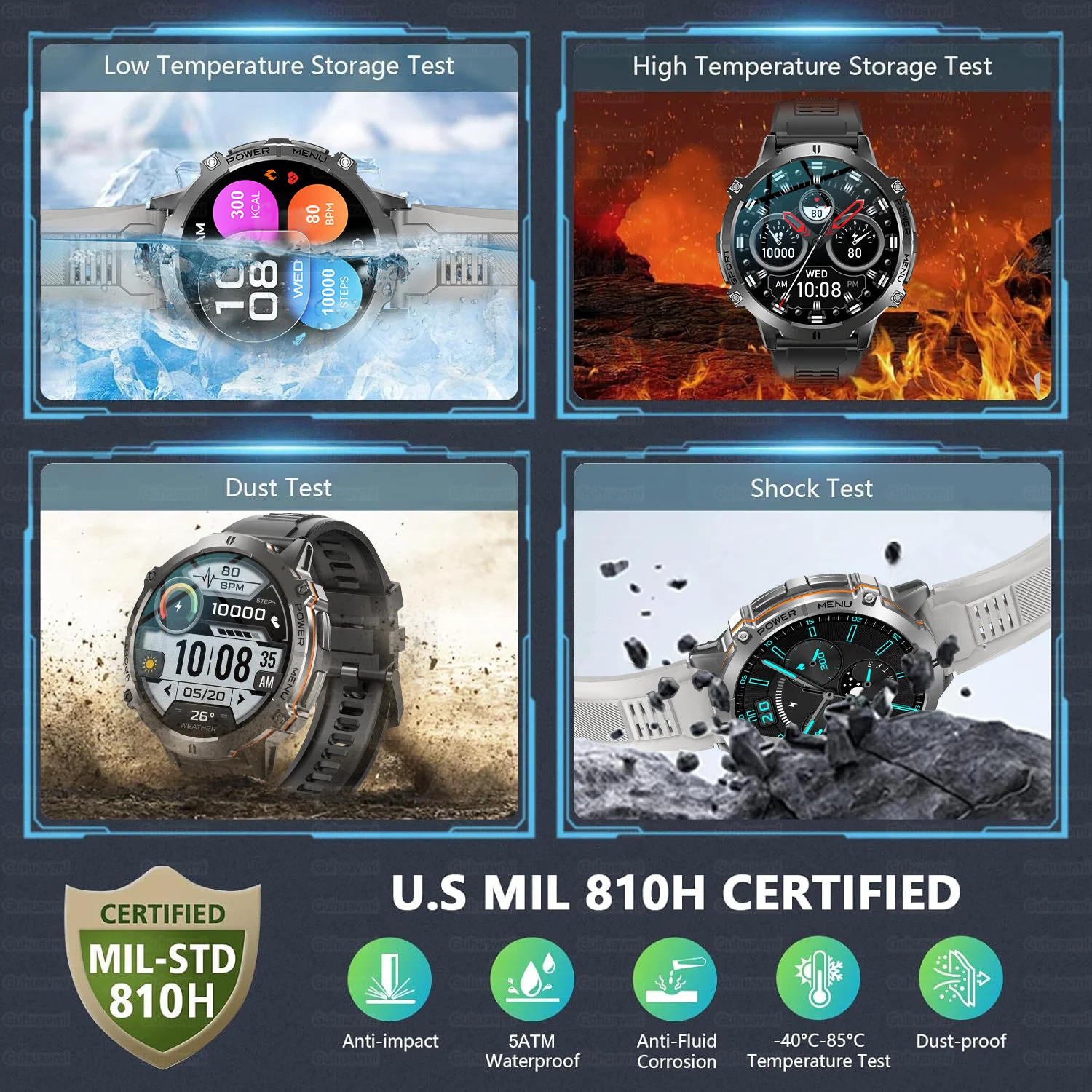 Smartwatch T-Rex 3 Militar Bateria 1000mAh 10ATM À Prova D'água GPS Bússola Altímetro Chamada AMOLED Masculino Natação Esportes