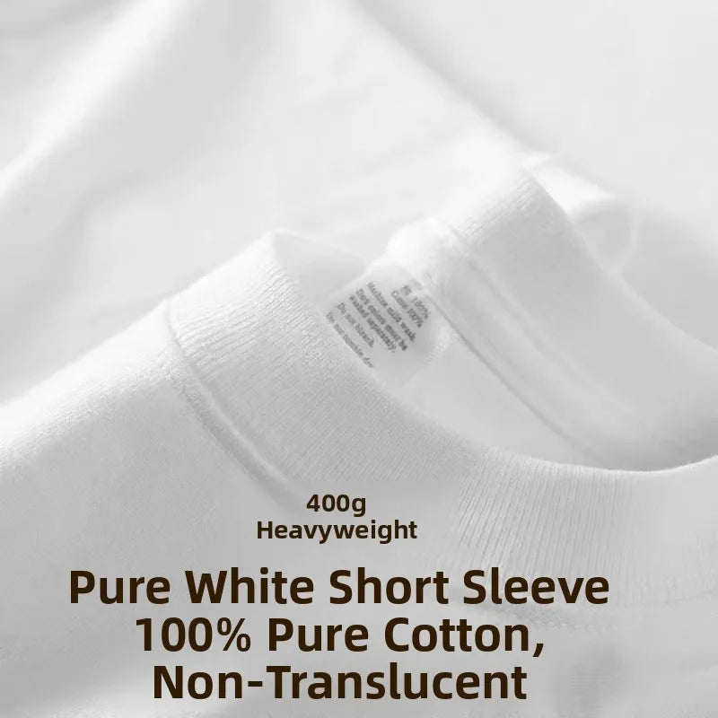 600g Heavyweight Pure Cotton Ort Sve T-irt Ex Summer Loose Casual Versatile  Color Base Irt Top