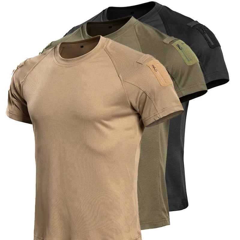 Camiseta Tática Masculina Manga Curta — Resistente e Respirável
