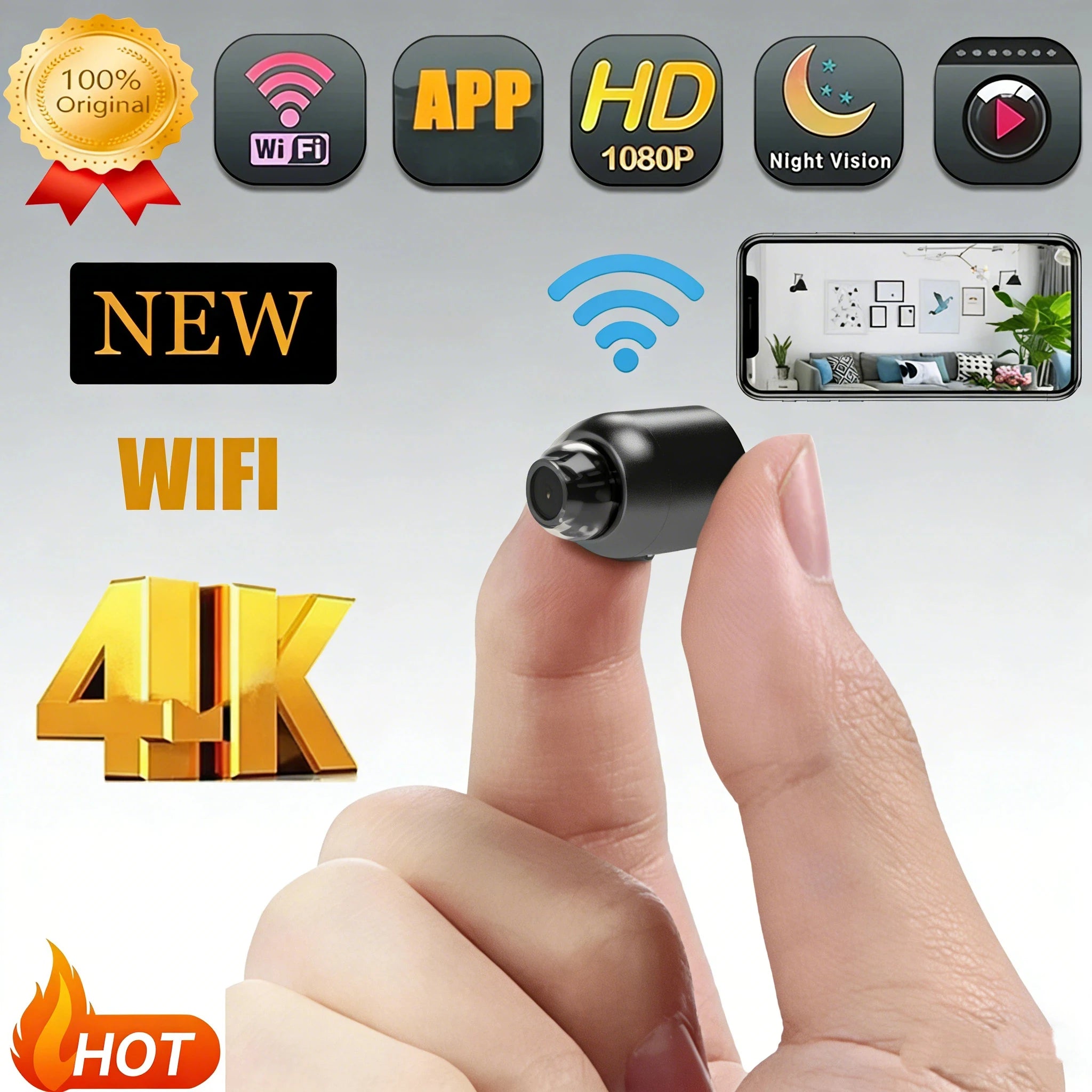 Wireless Camera 4K - Surveillance Security - Video Cam Night