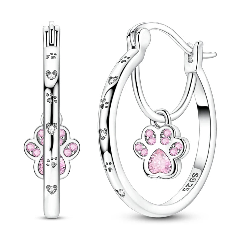 Lucky Clover Earrings 925 Silver Original Zircon Butterfly Dragonfly Chameleons Bee Flower Earrings For Women Jewelry Gift