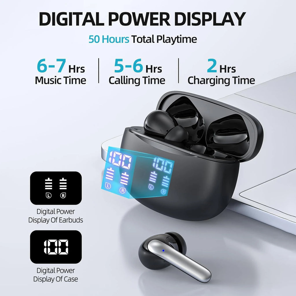 TWS Earbuds Wireless Bluetooth 5.3 Headphones HiFi Stereo Deep Bass In-Ear Earphones for Music Sport Gaming Calls Travel