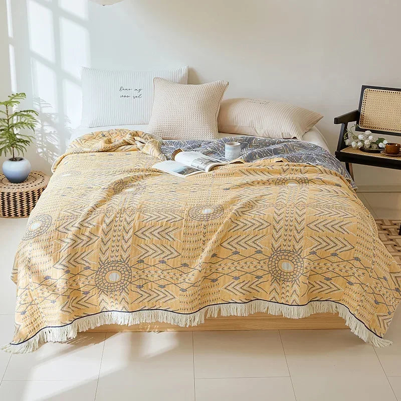 Japanese Throw Blanket Cotton Double Sided Sofa Cover Sofa Cushion Leisure Blanket Bedspread Four Seasons Cooling Quilt Sheet