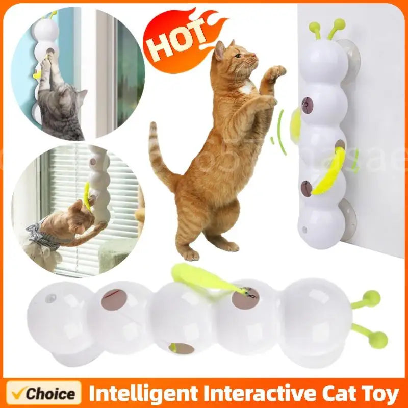 Brinquedo Interativo Inteligente para Gatos - Lagarta com Ativação por Movimento, Brinquedo Provocador Automático que Emerge do Buraco para Gatinhos e Gatos