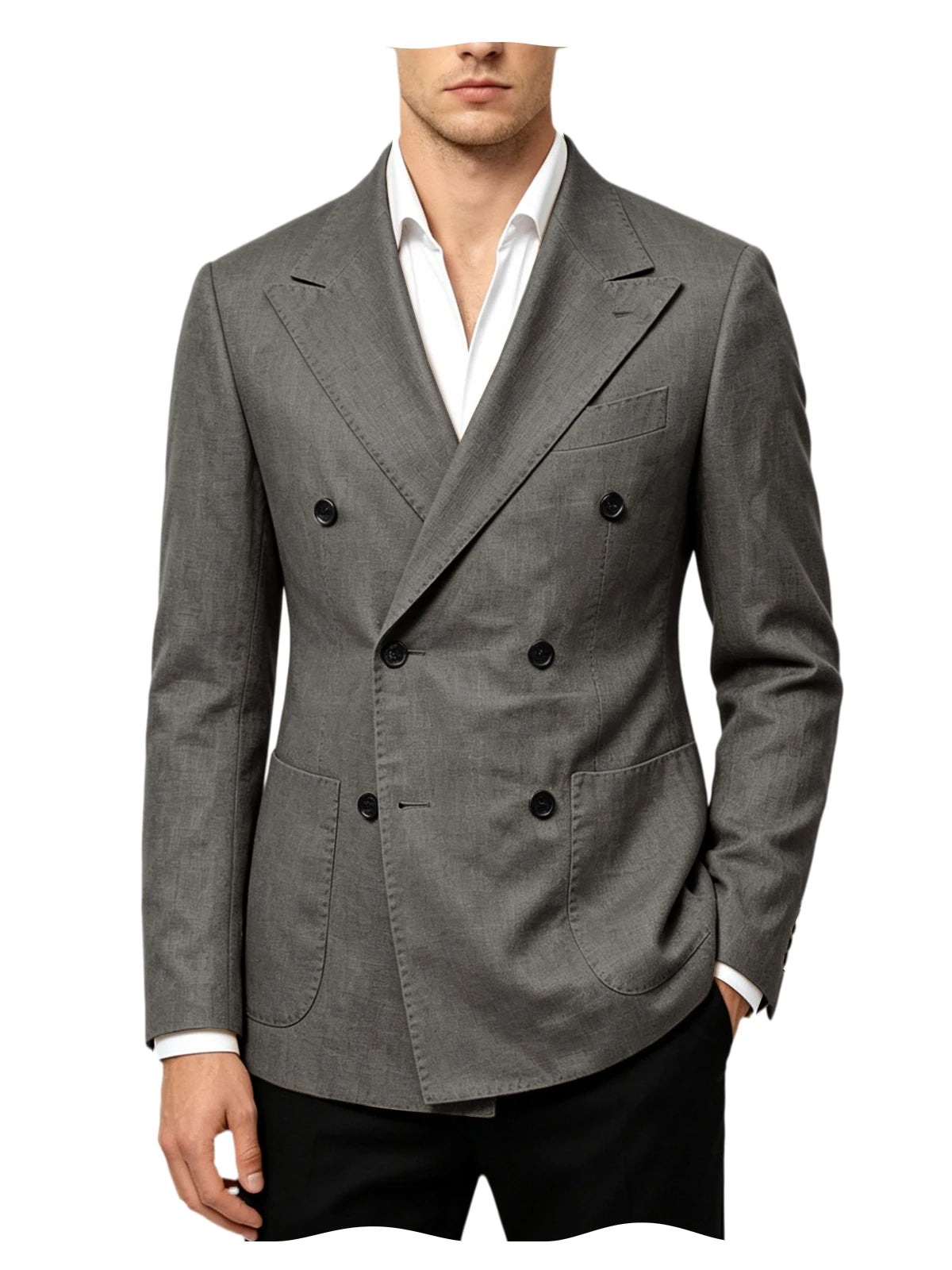 Blazer Masculino de Linho Transpassado Slim Fit Casaco de Terno Casual Negócios Jaqueta Formal para Casamento Noivo Smoking Primavera Verão