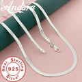 Original 925 Sterling Silver fine 4MM Blade Chain Necklace for Women Men Luxury wedding party Jewelry Holiday gifts