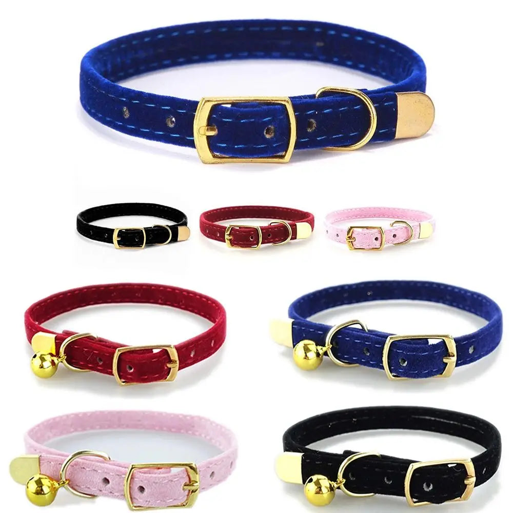 Cute Flocked Cloth Cat Collars Adjustable with Or Without a Bell Cat Tie Durable Pet Supplies Cat Dog