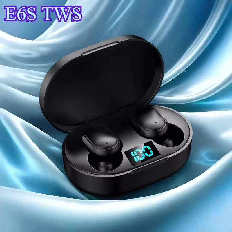 Fones de ouvido Bluetooth sem fio E6S com tela LED, fones de ouvido estéreo com graves profundos e microfone, fones de ouvido sem fio