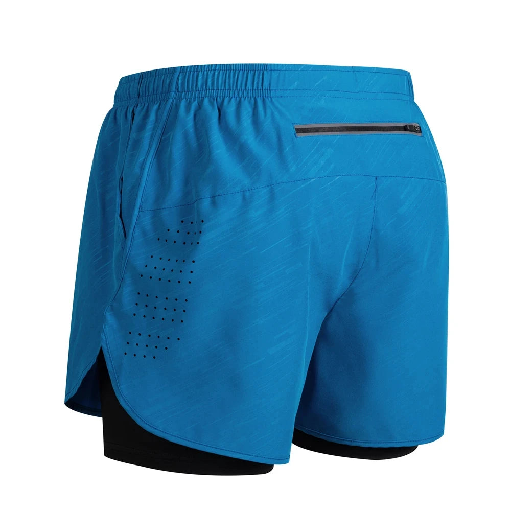 Shorts de corrida refletivos masculinos de verão Fitness de secagem rápida dupla camada shorts masculinos de treino de exercícios de musculação