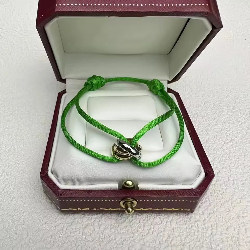 Pulseira de casal clássica de luxo S 925 prata três anéis tricolor cruz. Presentes de Natal. Não desbota. Não causa alergia