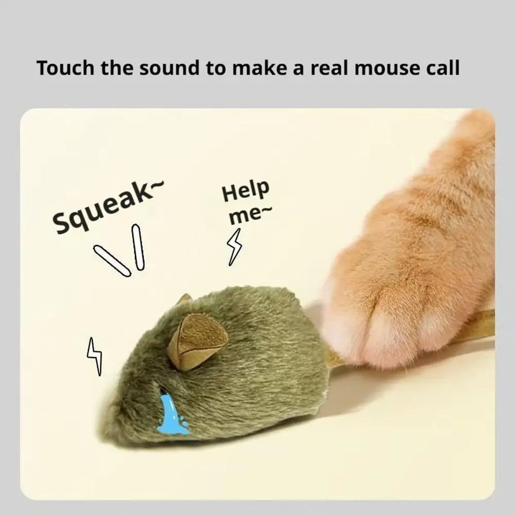 3 Peças Camundongos de Pelúcia para Gatos, Brinquedo Interativo Automático de Roedores com Som, para Gatinhos, Resistente a Mordidas, Suprimentos para Animais de Estimação