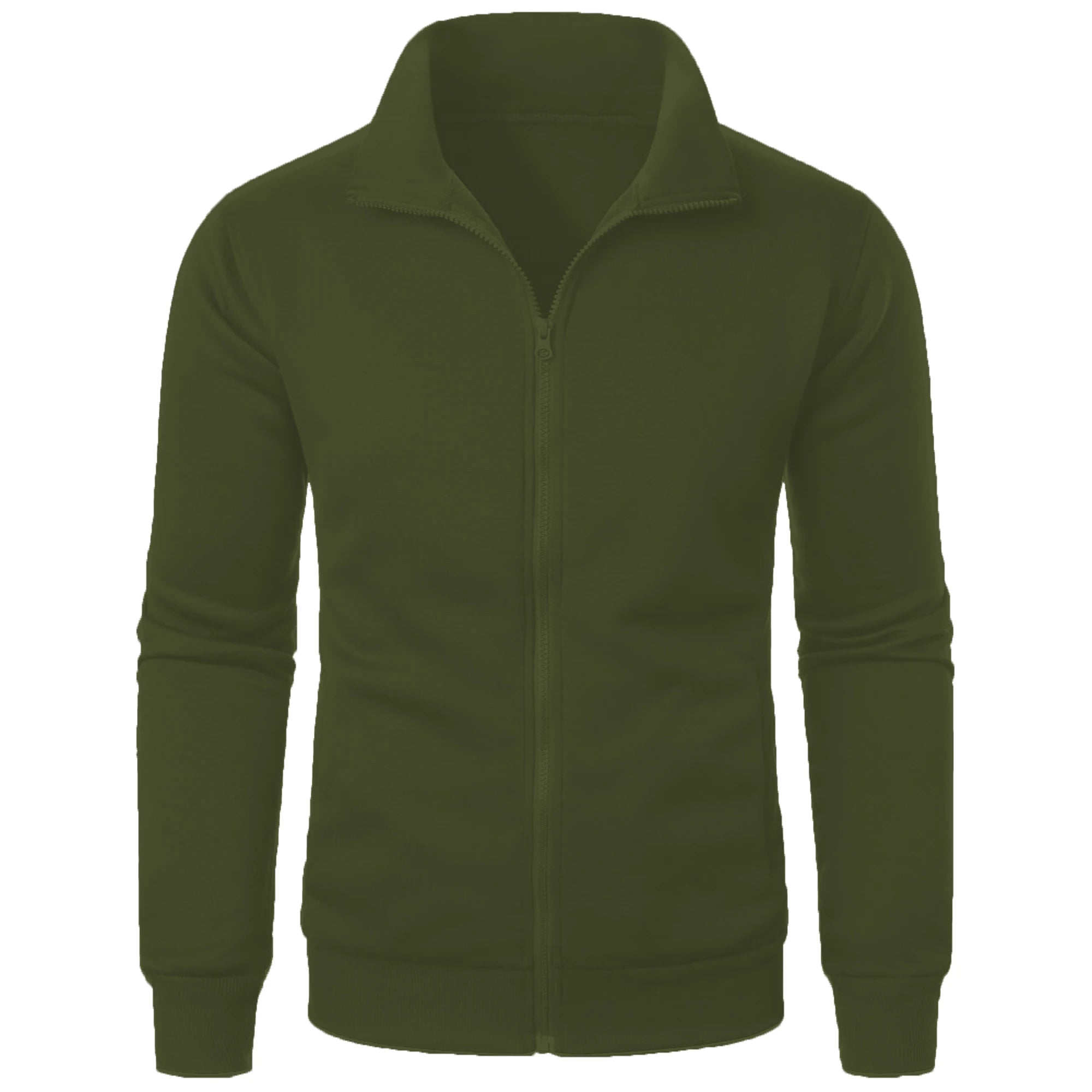 Jaqueta masculina casual esportiva com zíper e gola alta, blusa masculina de cor sólida