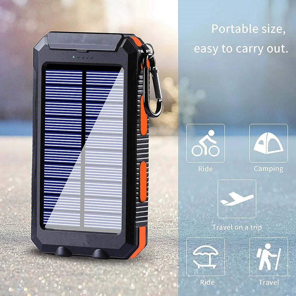 Solar Power Bank 100000mAh Portable Charging Strong LED Light