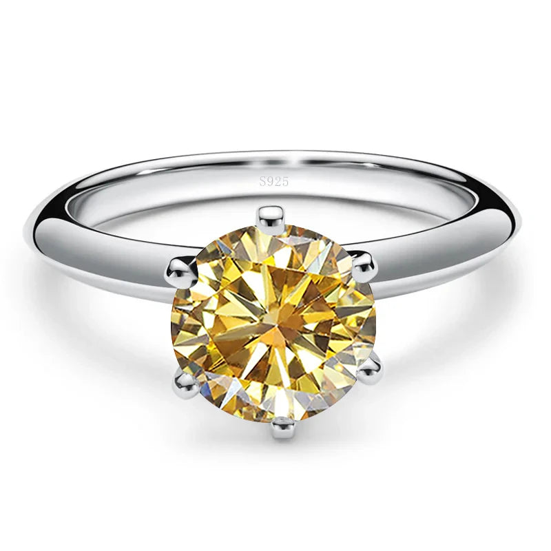 JoyceJelly 1/2/3/5ct Anéis de Moissanite Coloridos Femininos Com GRA Prata Esterlina 925 Joias de Luxo Atacado Preço Baixo