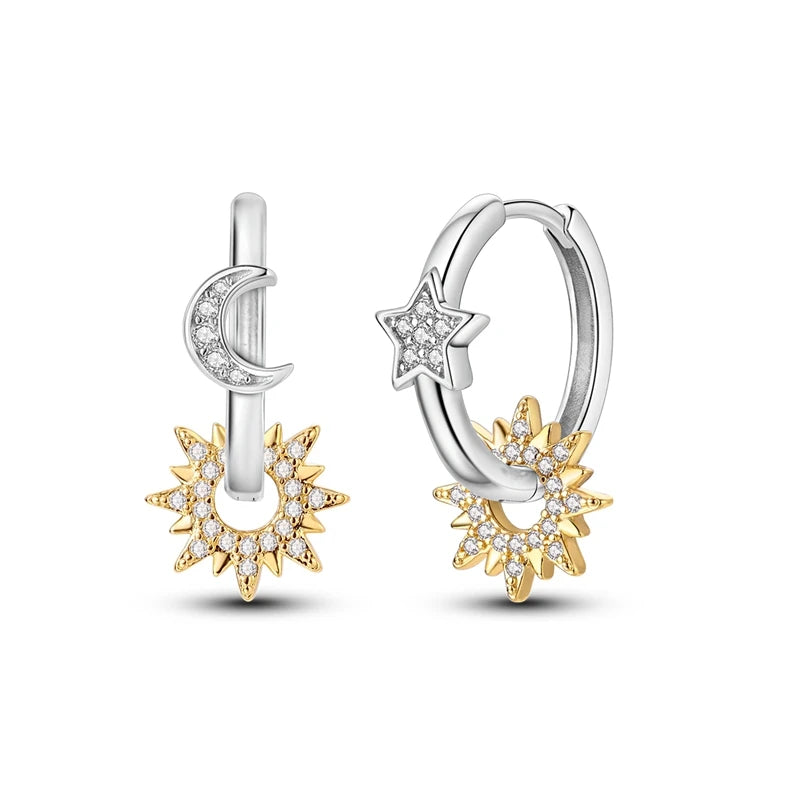 Orstarry 925 Sterling Silver Crystal Circular Eardrops Drop Earrings Women Earrings Charm Fashion Versatile Party Jewelry Gifts