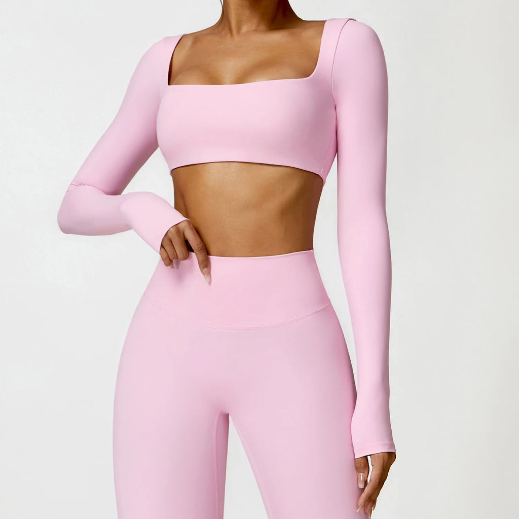 Top Fitness Sem Costura Manga Longa — Suporte e Estilo no Treino