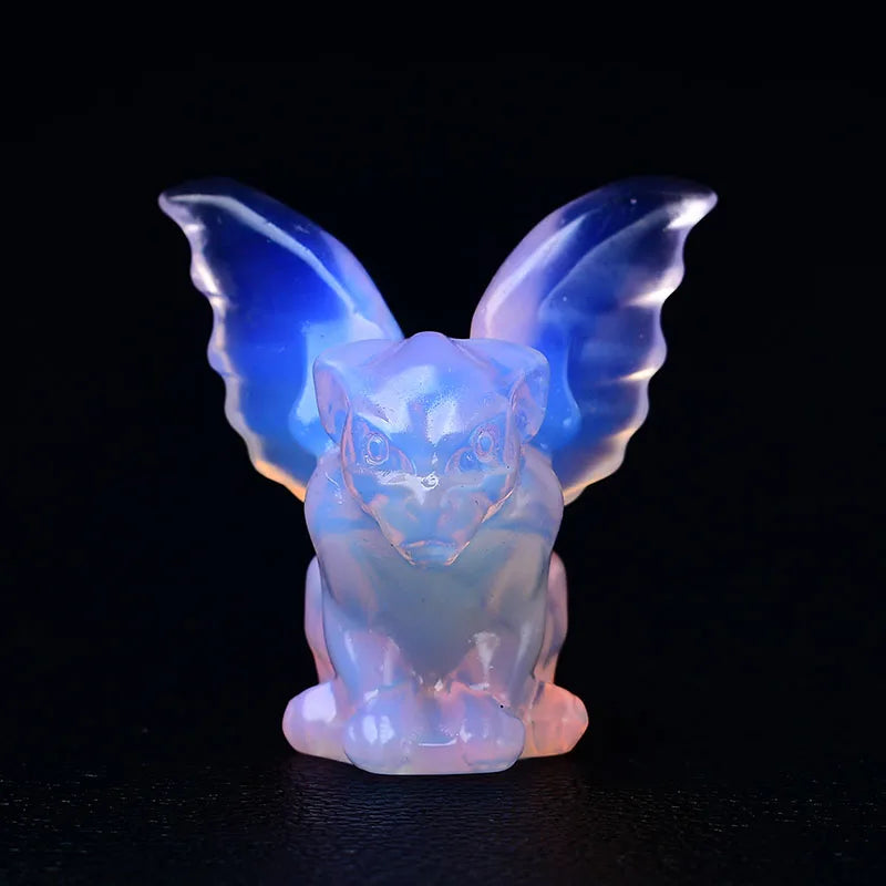 Estatueta de Gárgula de Cristal Decoração de Casa Bruxaria com Pedras Preciosas