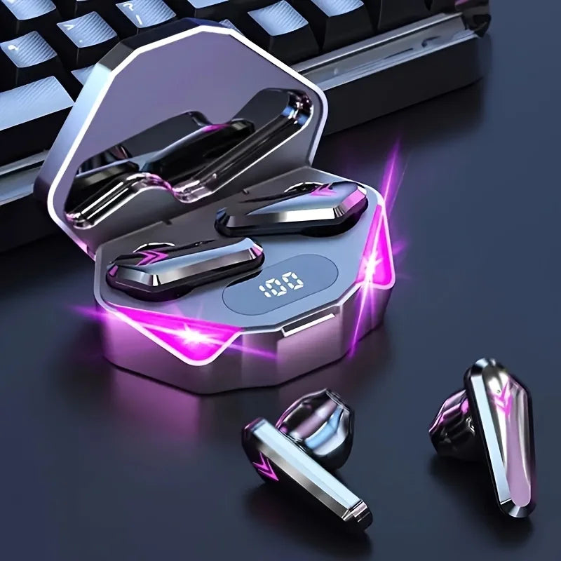 Fones de ouvido Bluetooth sem fio X15 TWS com tela LED para jogadores com microfone Fones de ouvido sem fio com cancelamento de ruído