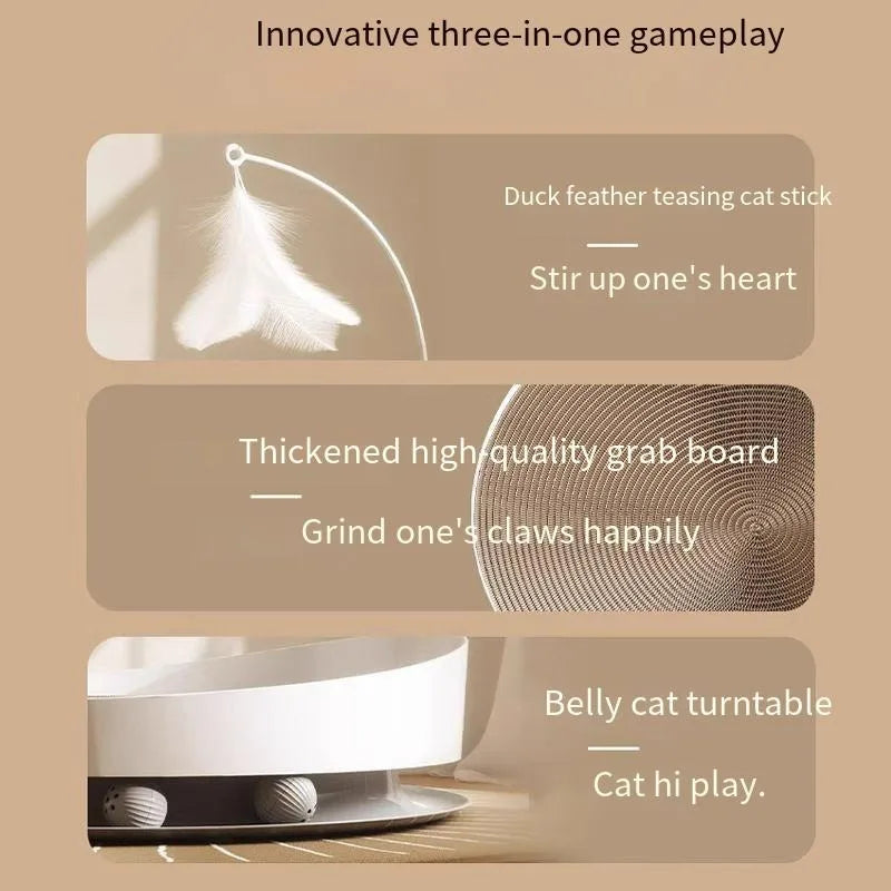 3-in-1 Round Cat Scratcher Bed Wear-Resistant No-Debris Claw Grinding Toy Summer Nest Durable Scratching Pad Interactive Kitten