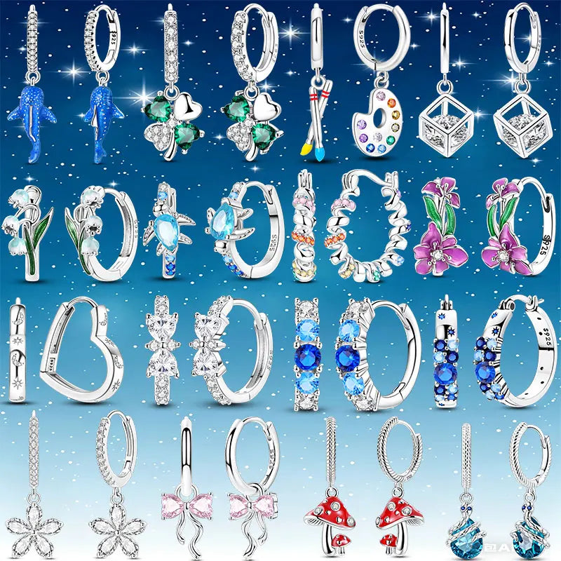 Brincos Femininos Pendentes 100% Genuínos em Prata Esterlina 925 Hipoalergênicos Luxuosos Elegantes Joia Fina Presente de Aniversário para Ela