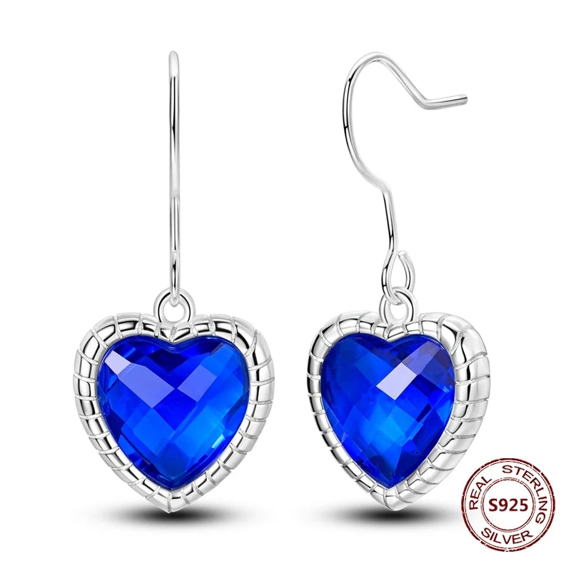 Love Heart Earrings 925 Sterling Silver Original Shining Zircon Heart Hoop Earrings For Women Wedding Anniversary Jewelry Gift