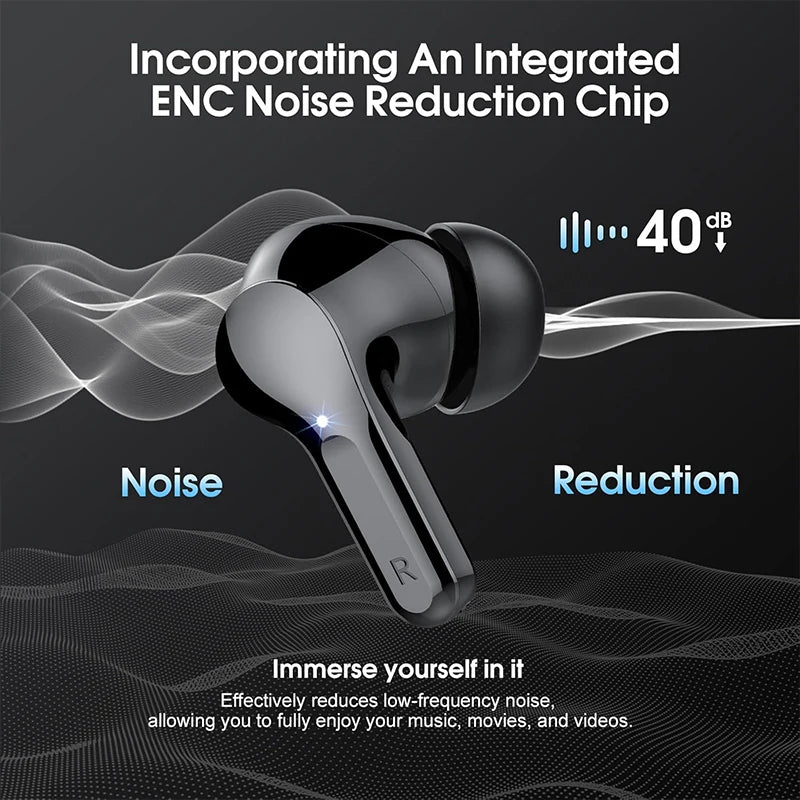 Fones de Ouvido Sem Fio BT5.4 com Display LED Fones de Ouvido Estéreo HiFi com 48H de Reprodução Fones de Ouvido com Cancelamento de Ruído ENC IP7