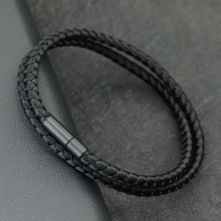 Pulseira Masculina Minimalista Corda Quilha Grau 4mm Múltiplas Cores e Tamanhos Disponíveis Pulseira Artesanal Trançada Étnica