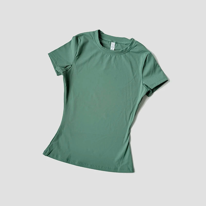 Blusas Yoga Femininas Sem Costura Esportivas Camisetas Fitness Manga Curta Yoga Camisa Top para Academia Corrida Treino Ativo