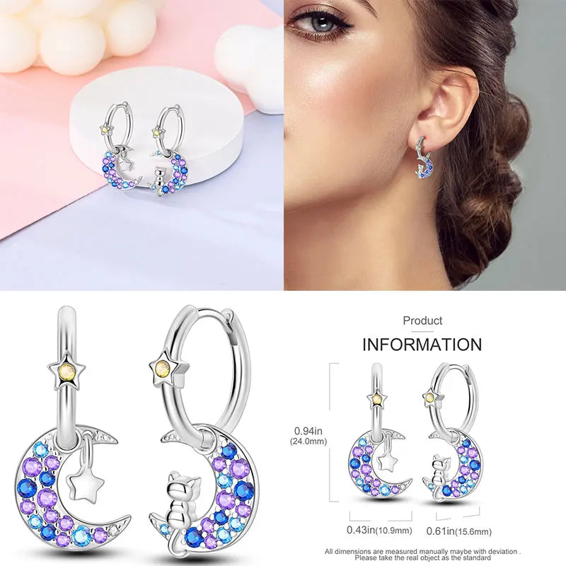 Brincos Femininos Pendentes 100% Genuínos em Prata Esterlina 925 Hipoalergênicos Luxuosos Elegantes Joia Fina Presente de Aniversário para Ela